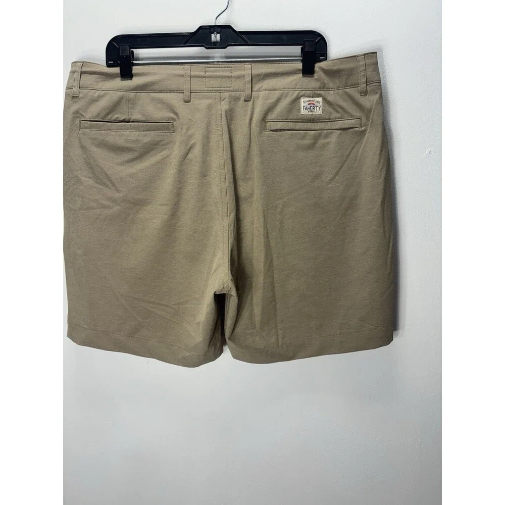 Faherty All Day Shorts Performance Stretch Chino Mens Khaki Drawstring Sz 36